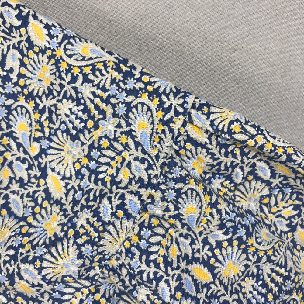Gap Blouse Women Small Tall Blue Yellow Pullover Top V-Neck Boho Peasant Balloon - Picture 10 of 13
